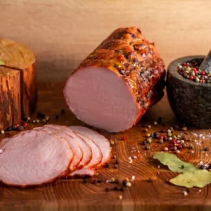 Smoked pork loin from the chimney